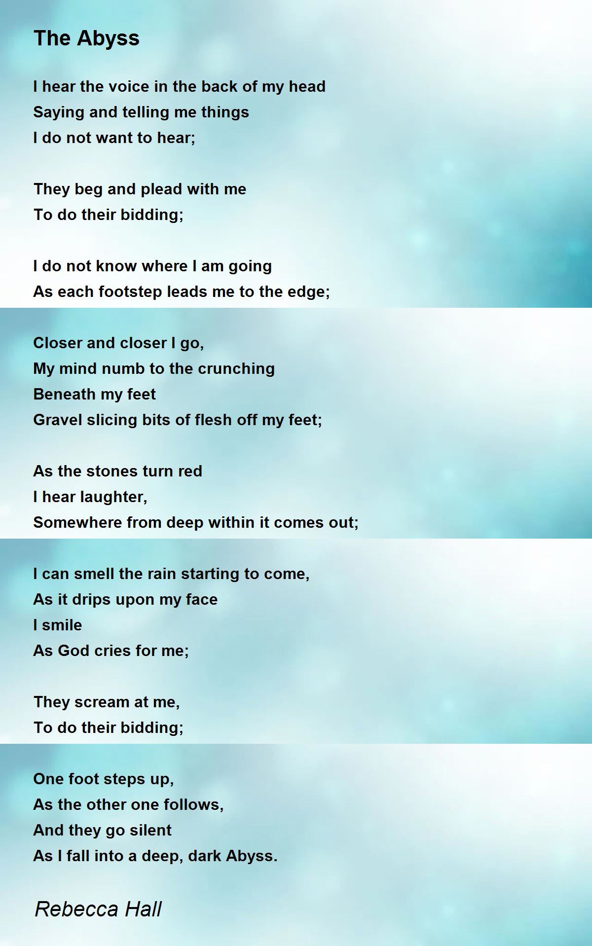 The Abyss - The Abyss Poem by Rebecca Hall