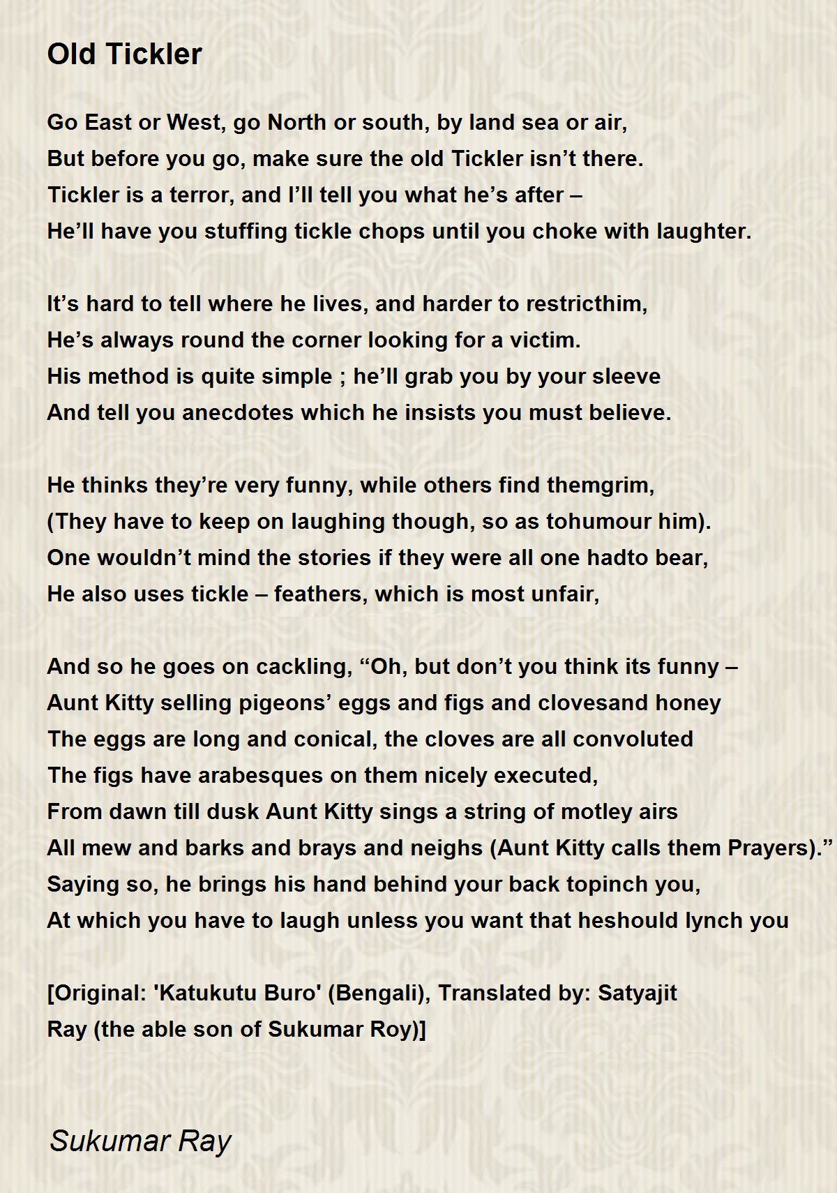 Old Tickler - Old Tickler Poem by Sukumar Ray