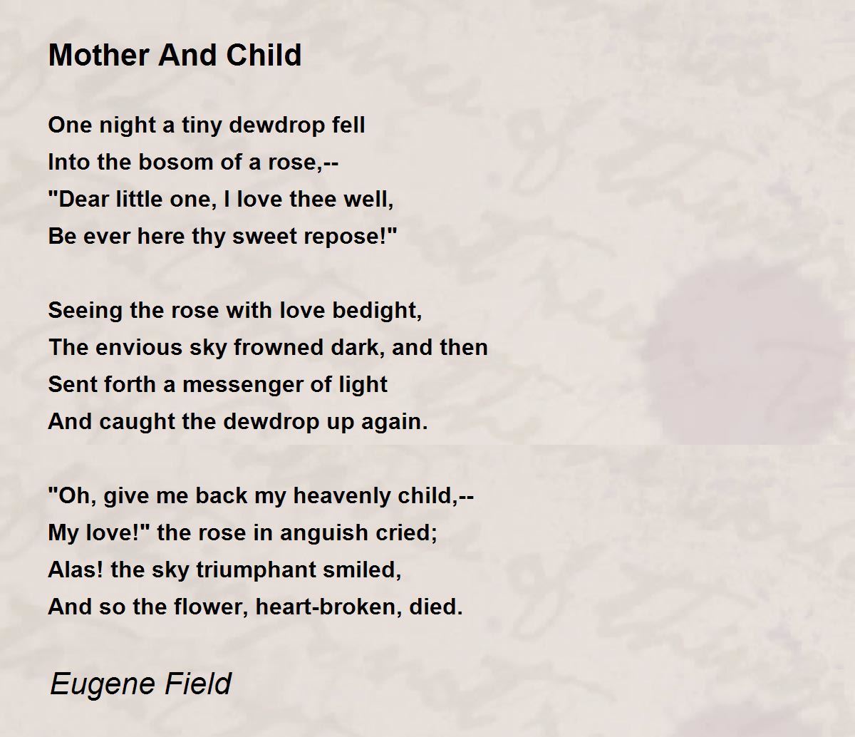 Mother And Child - Mother And Child Poem by Eugene Field