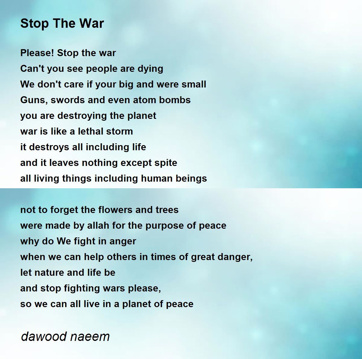 Sad Poems About War
