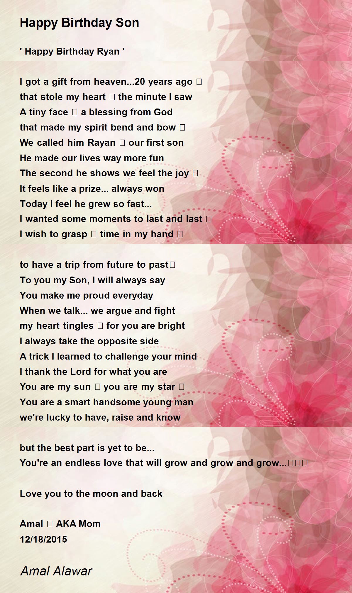 Happy Birthday Son - Happy Birthday Son Poem by Amal Alawar