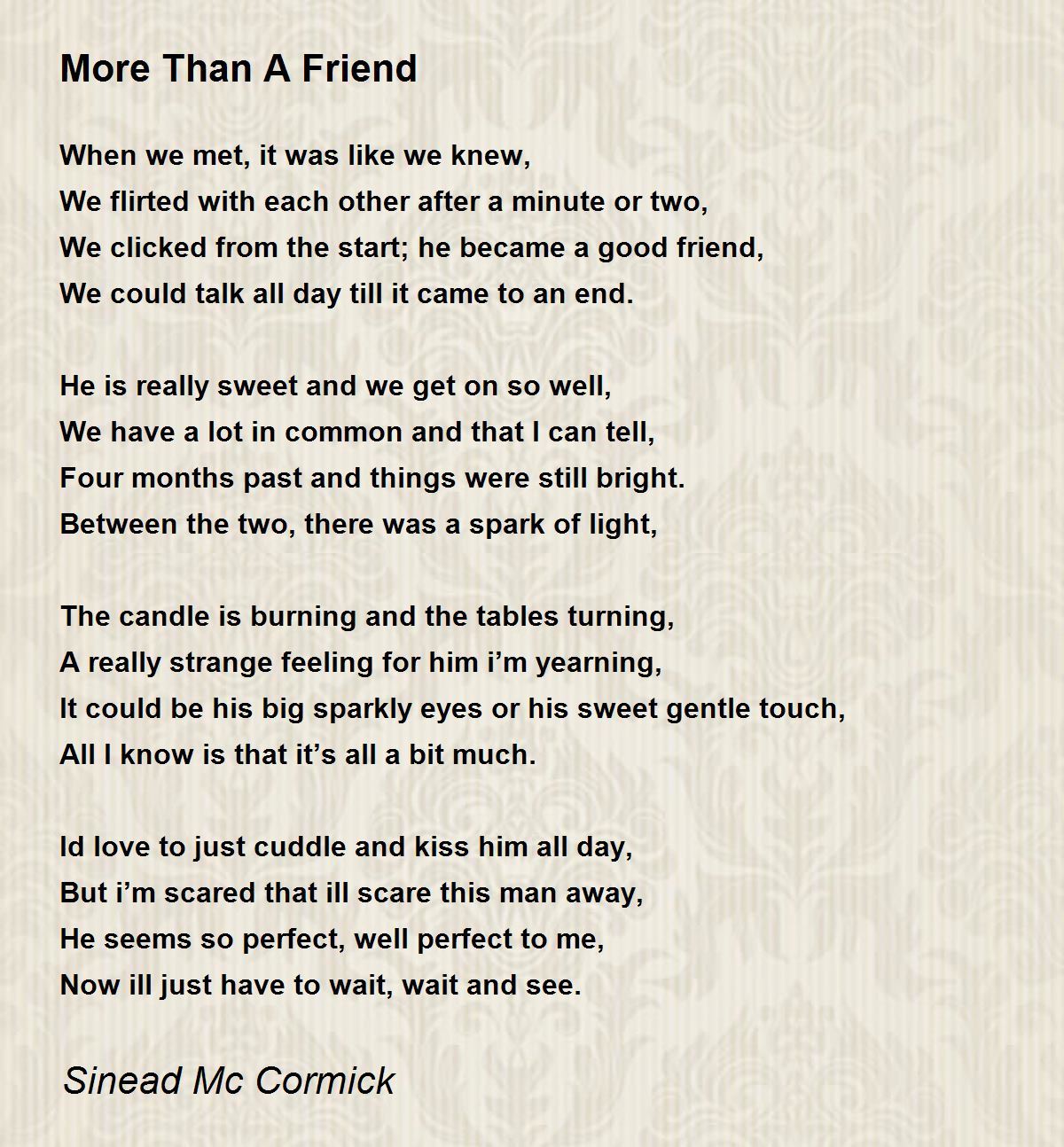 More Than A Friend Poem By Sinead Mc