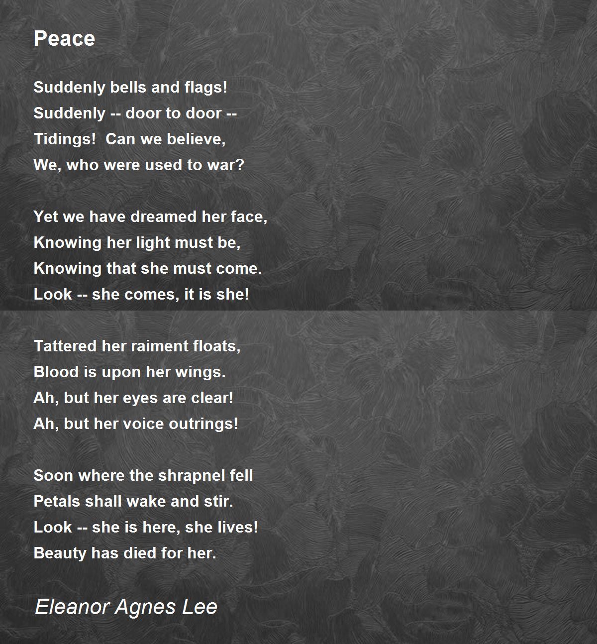 Peace - Peace Poem by Eleanor Agnes Lee