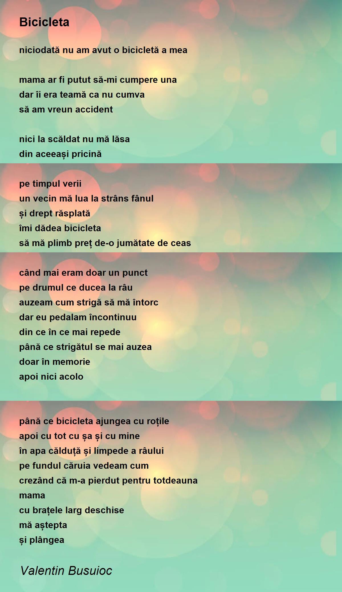 Bicicleta - Poem by Valentin Busuioc