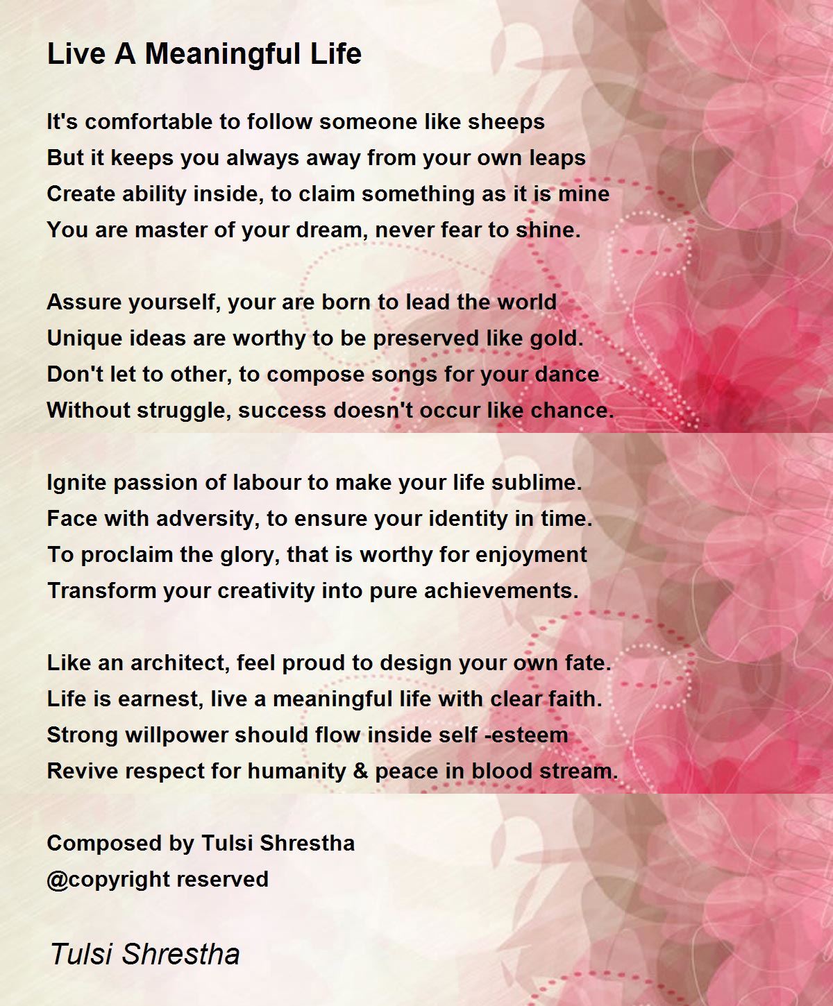 Live A Meaningful Life - Live A Meaningful Life Poem by Tulsi Shrestha
