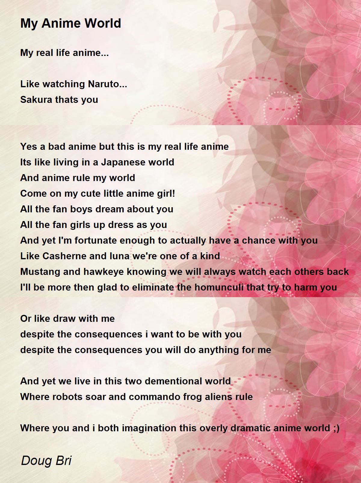 My Anime World - My Anime World Poem by Doug Bri