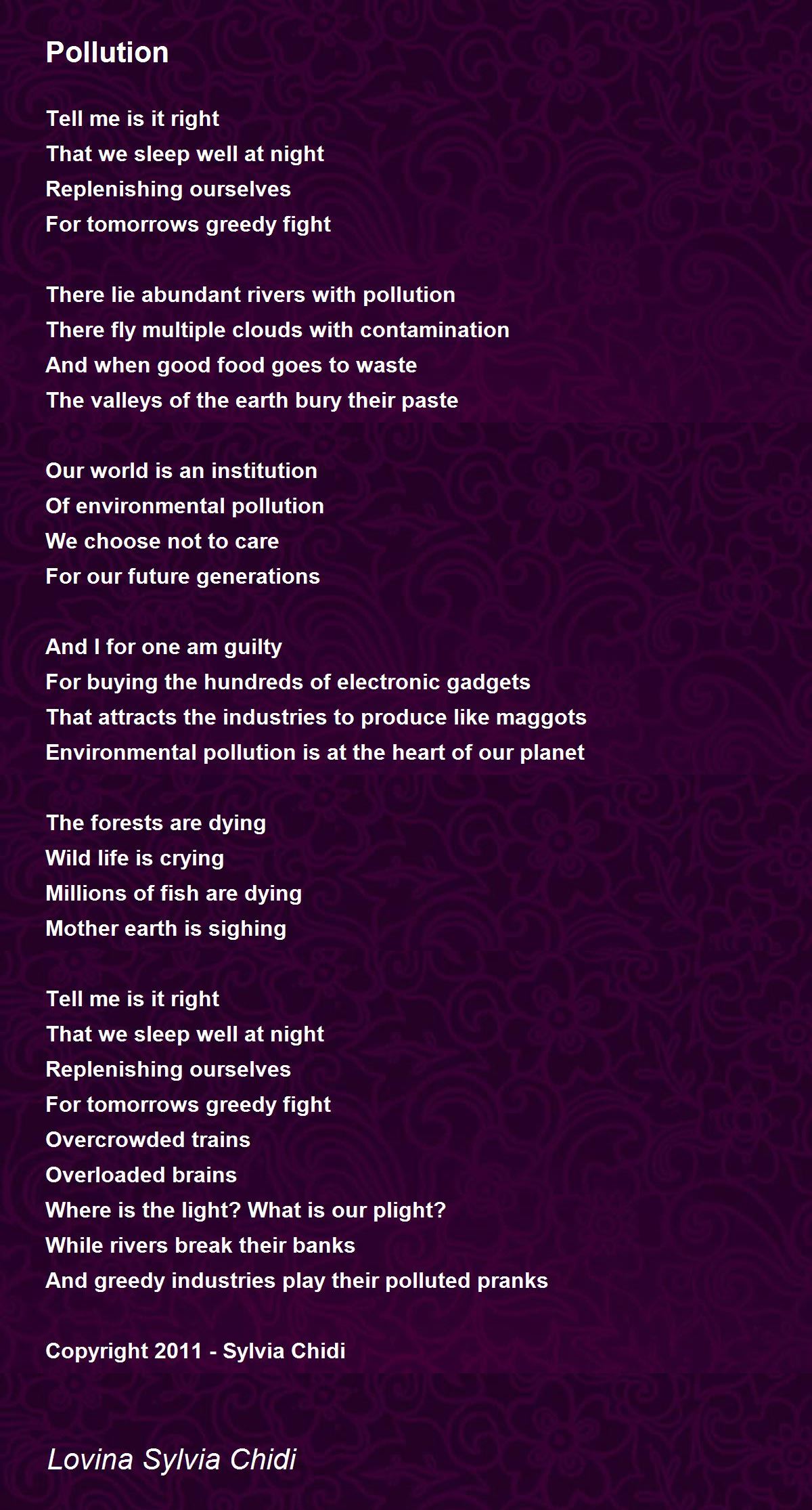 Poem On Environment Pollution - Infoupdate.org