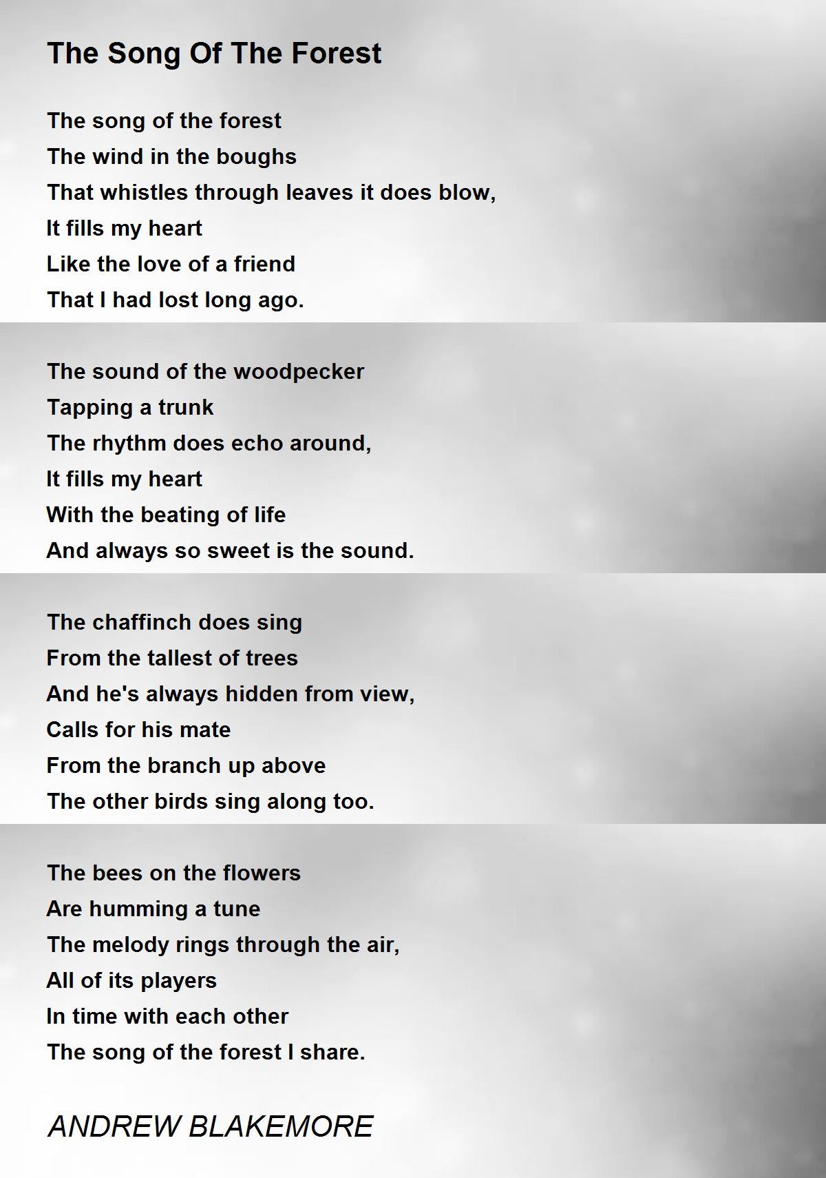 The Song Of The Forest - The Song Of The Forest Poem by ANDREW BLAKEMORE