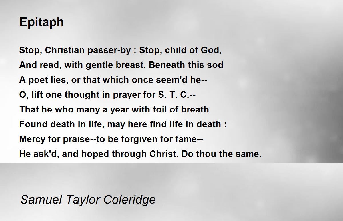 Epitaph Poem By Samuel Taylor Coleridge