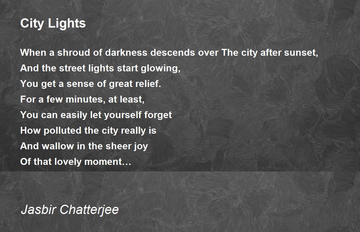 City Lights Poem By Jasbir Chatterjee