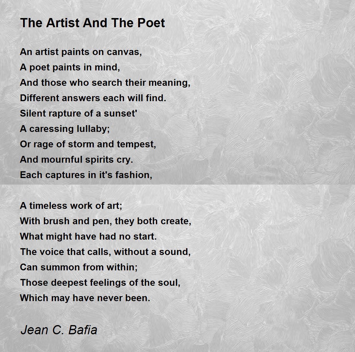 The Artist And The Poet The Artist And The Poet Poem By Jean C Bafia