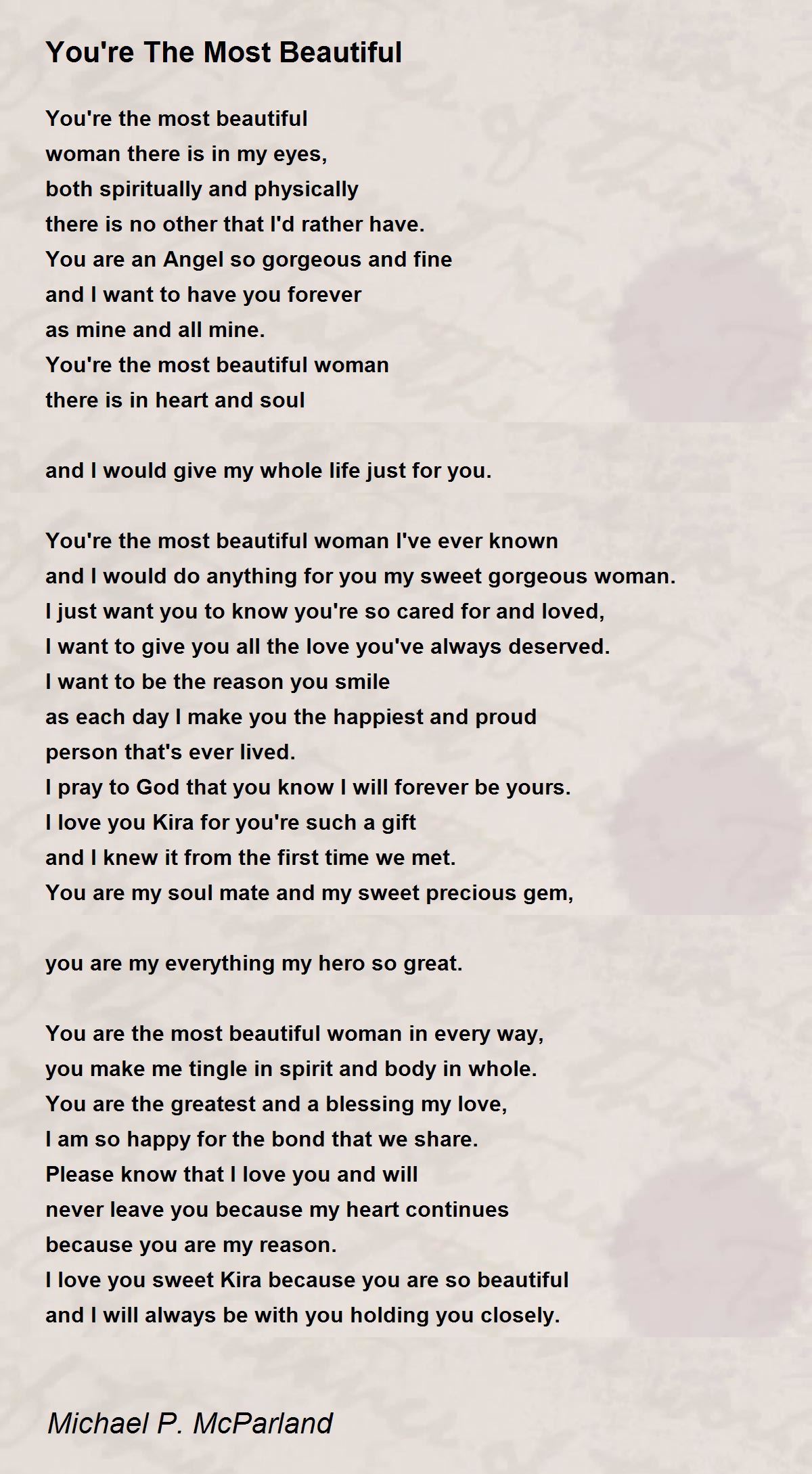 You're The Most Beautiful - You're The Most Beautiful Poem by Michael P.  McParland