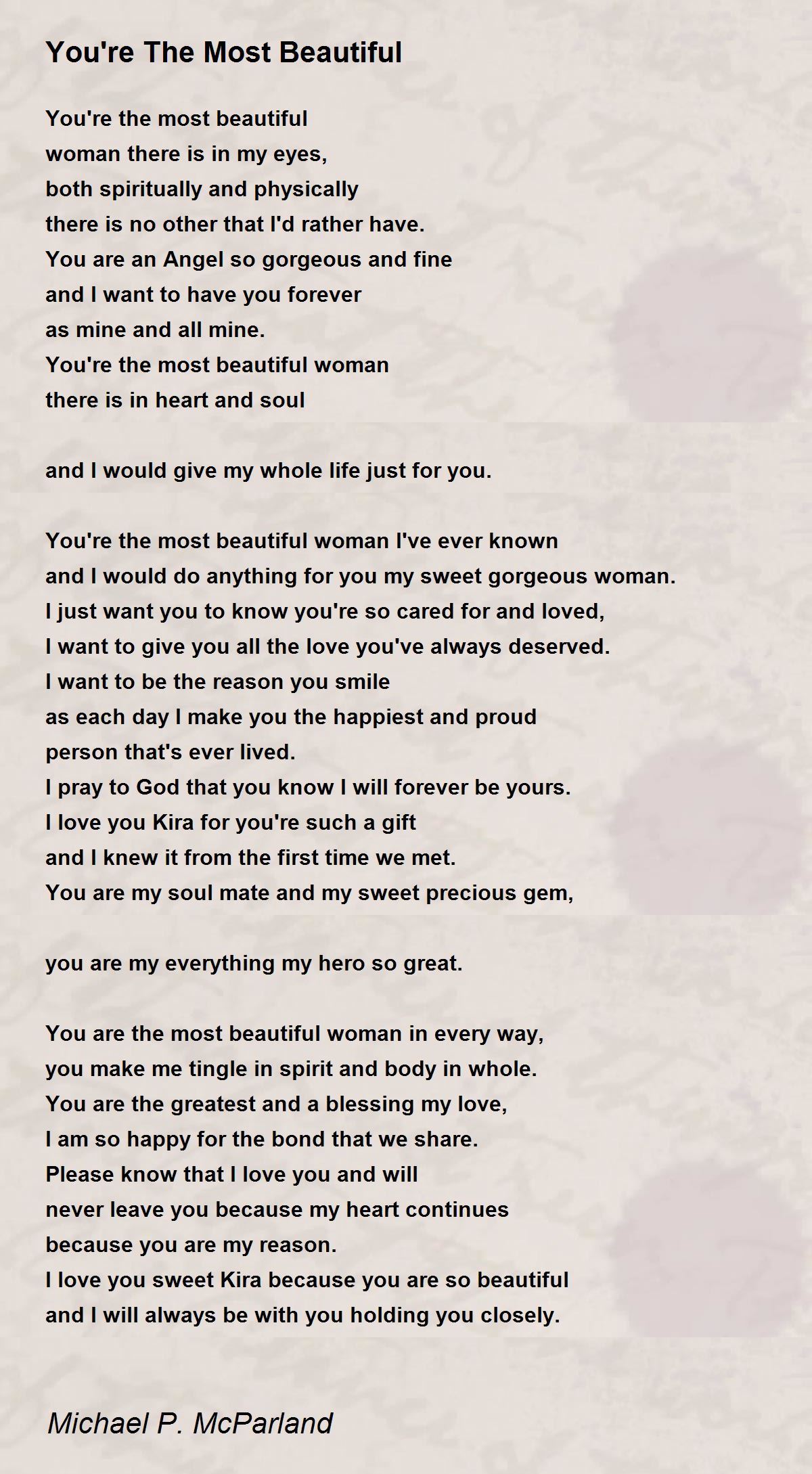 You're The Most Beautiful - You're The Most Beautiful Poem by Michael P. McParland