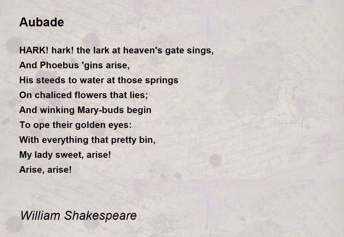 william shakespeare poems with summary
