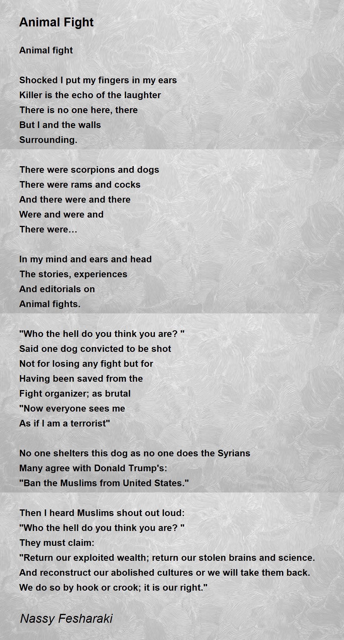 Animal Fight - Animal Fight Poem by Nassy Fesharaki