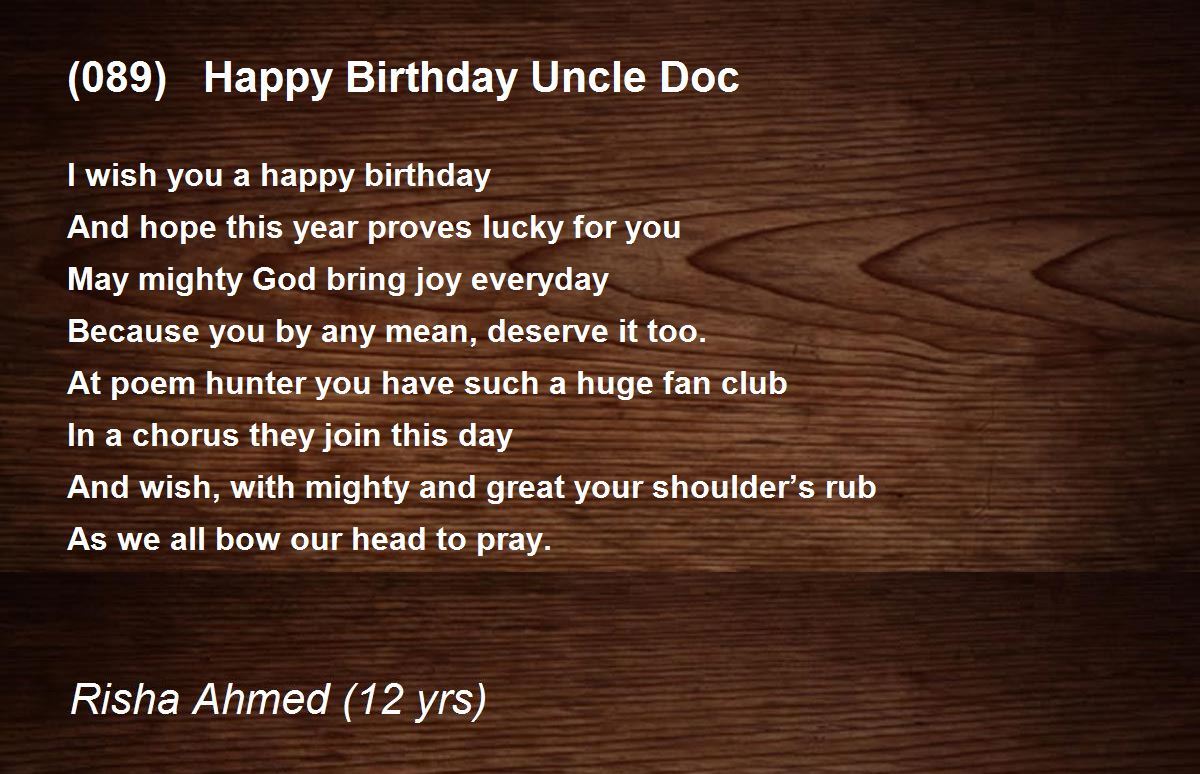 Happy Birthday Uncle Doc Poem By Risha