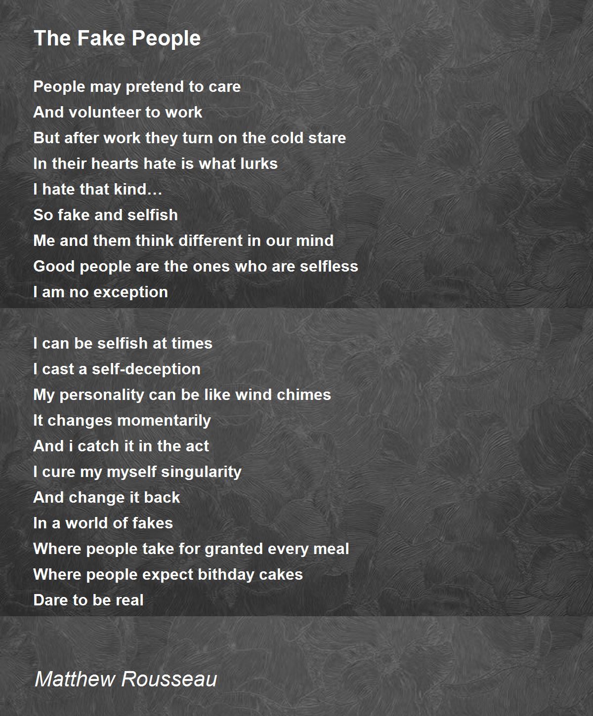 The Fake People - The Fake People Poem by Matthew Rousseau
