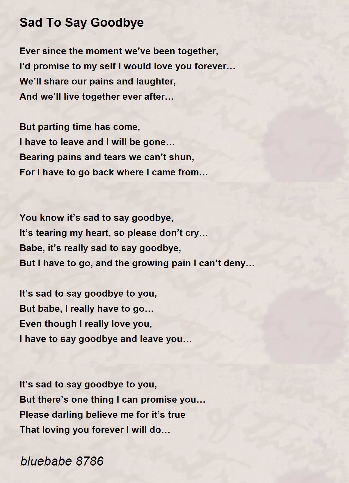 sad goodbye poems