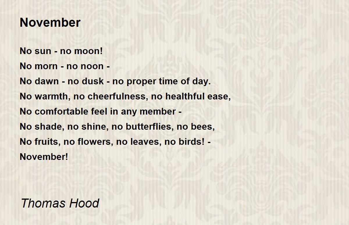 November - November Poem by Thomas Hood