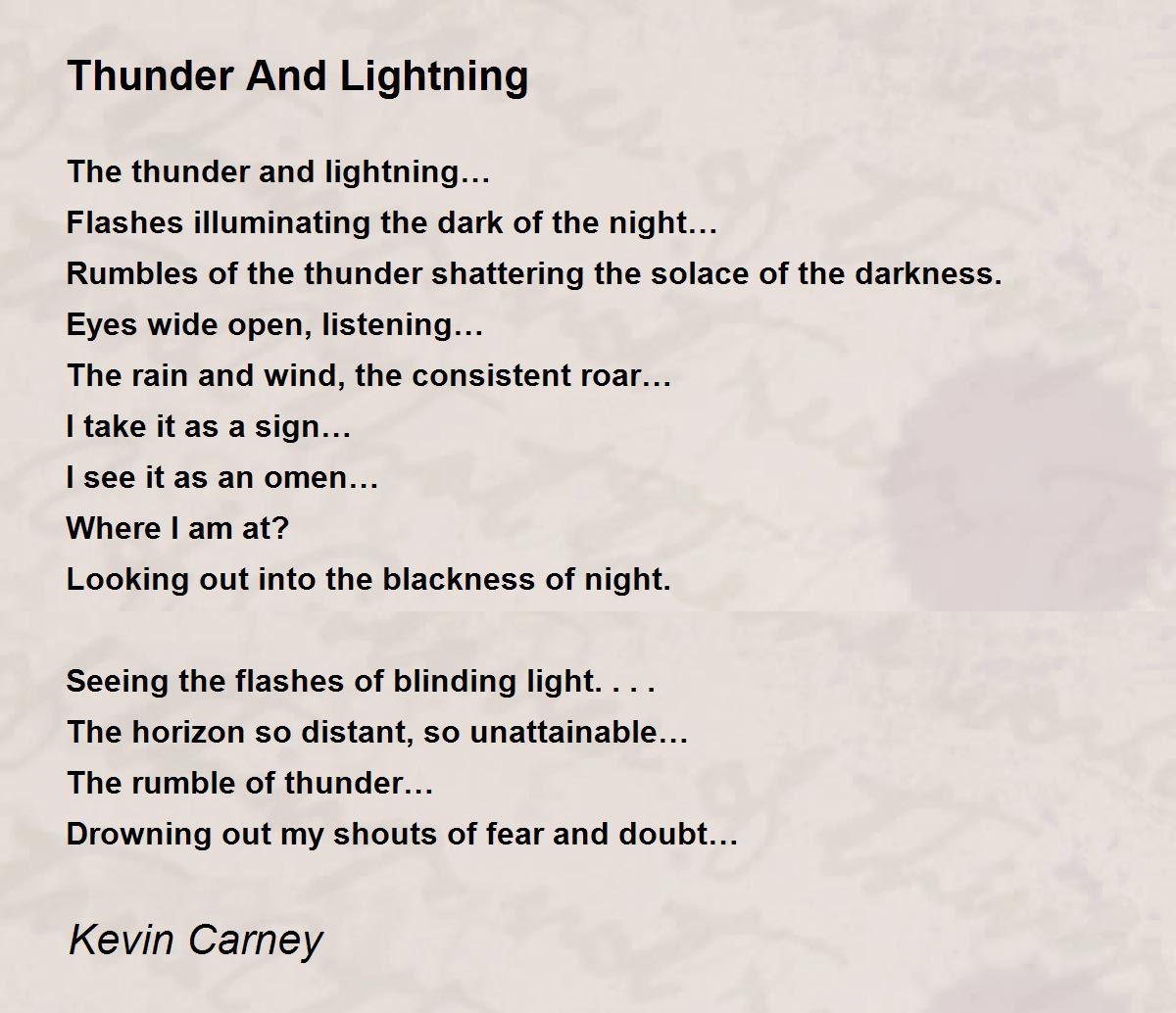 Thunder And Lightning Poem By Kevin Carney