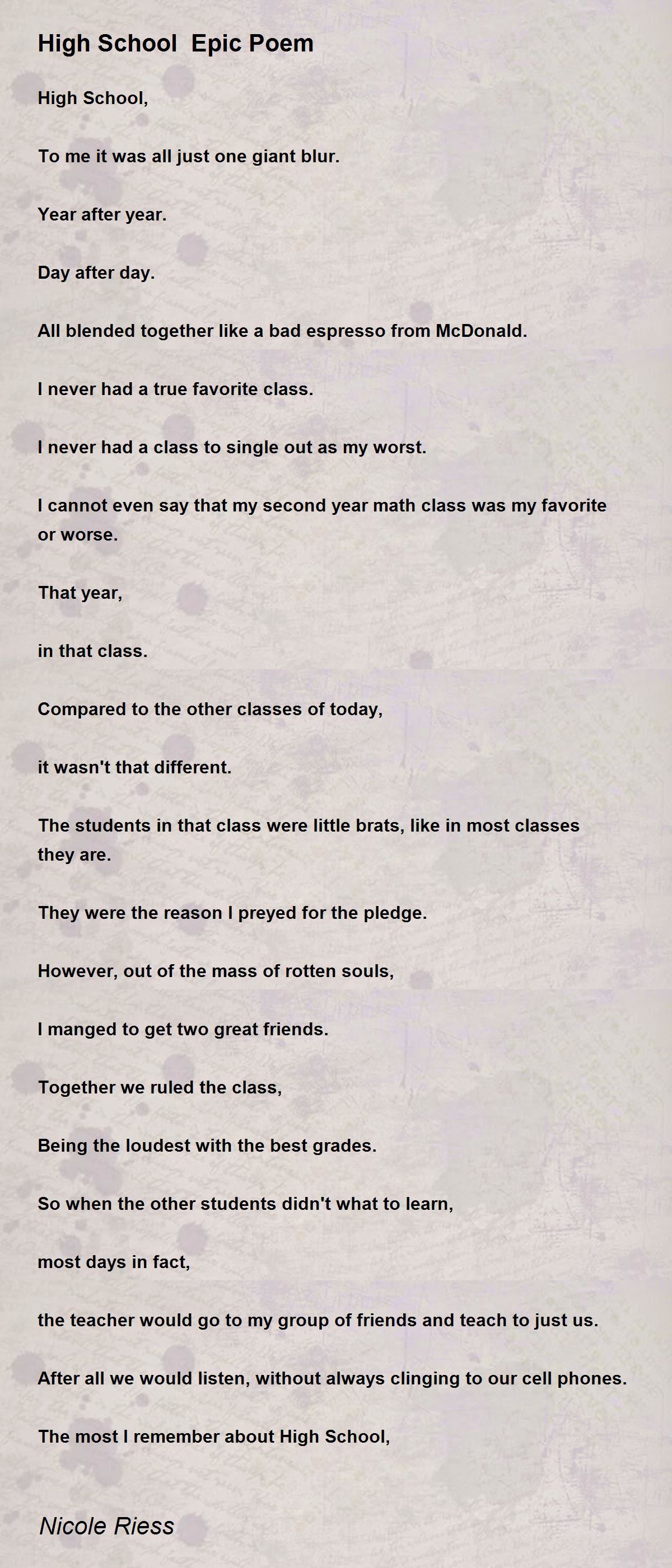 Short Epic Poem Exles For Students Infoupdate