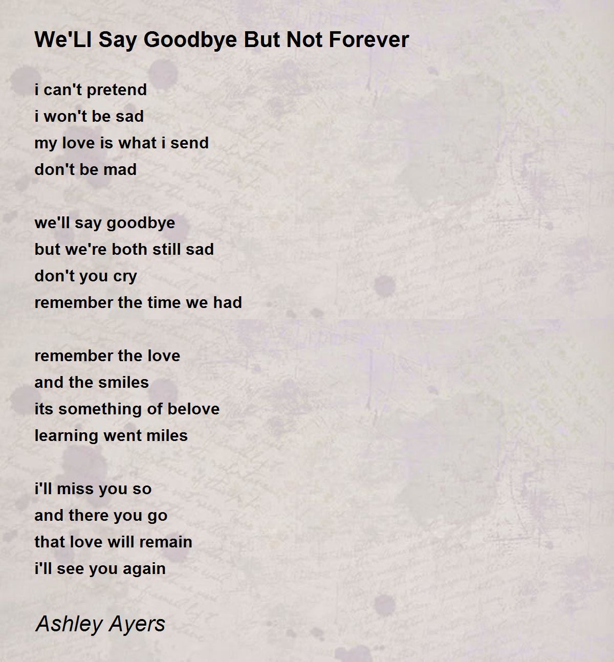 We'Ll Say Goodbye But Not Forever - We'Ll Say Goodbye But Not ...