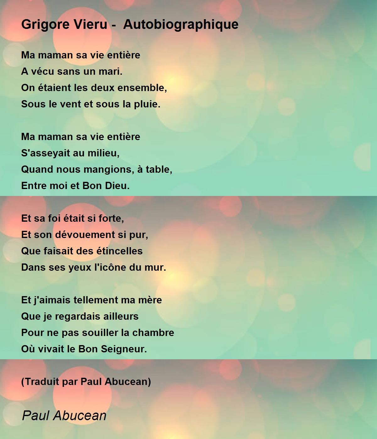 Grigore Vieru Autobiographique Grigore Vieru Autobiographique Poem By Paul Abucean