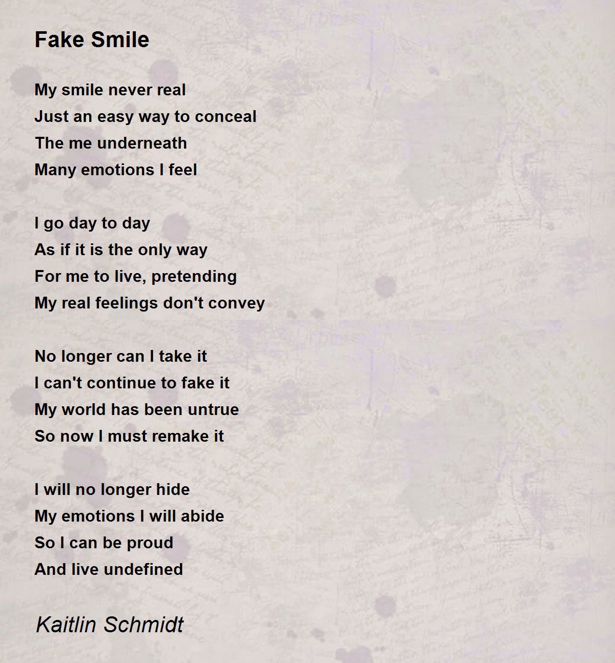 Fake Smile - Fake Smile Poem by Kaitlin Schmidt