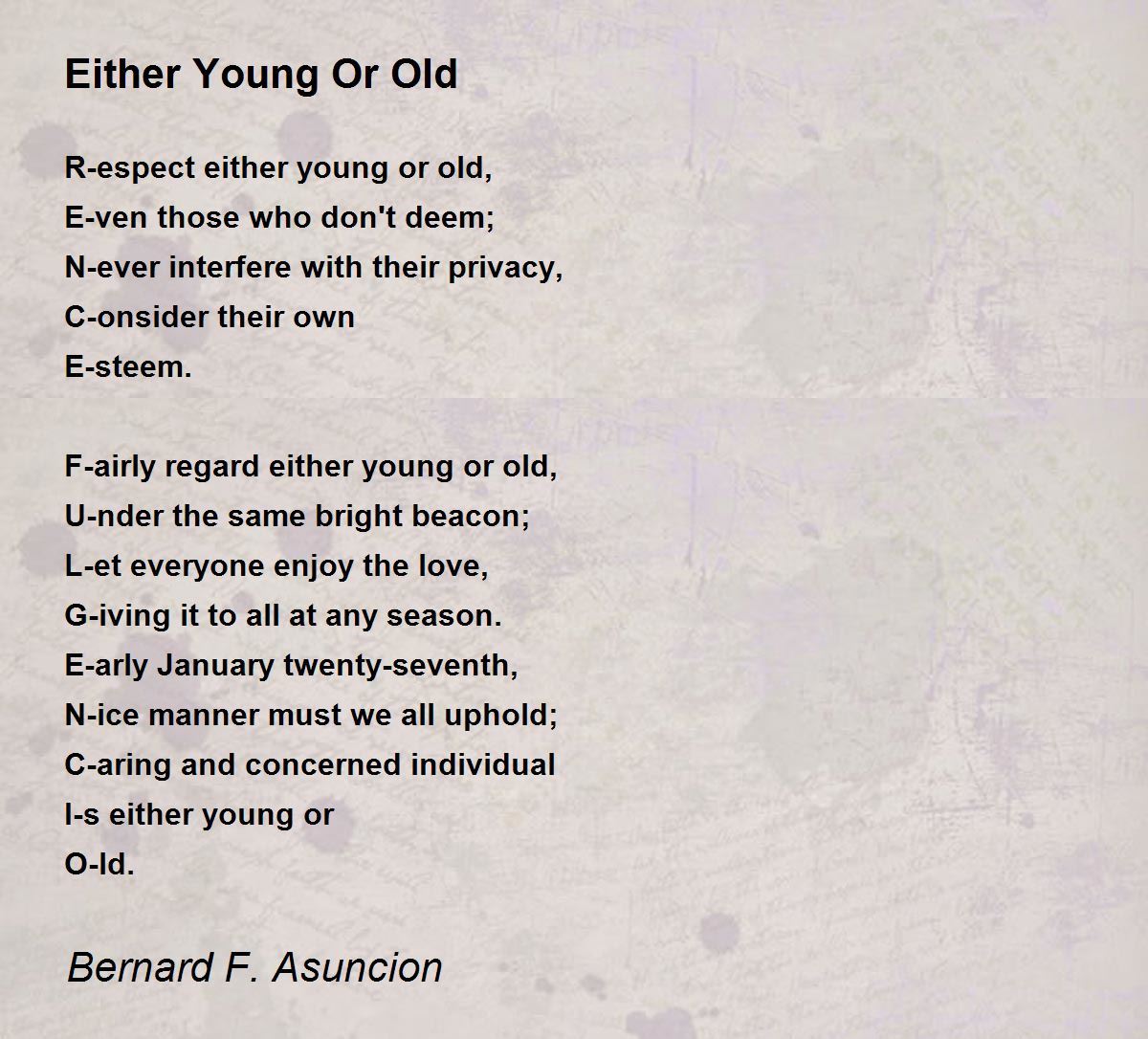 Either Young Or Old - Either Young Or Old Poem by Bernard F. Asuncion