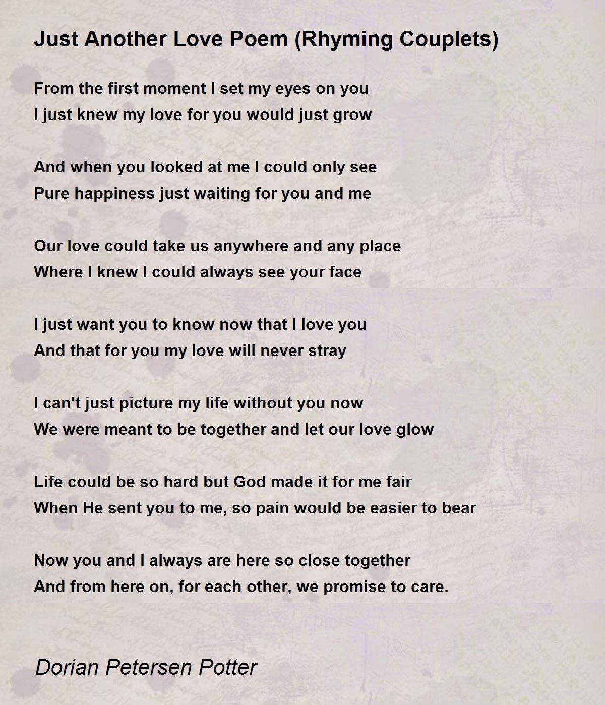 Just Another Love Poem (Rhyming Couplets) - Just Another Love Poem