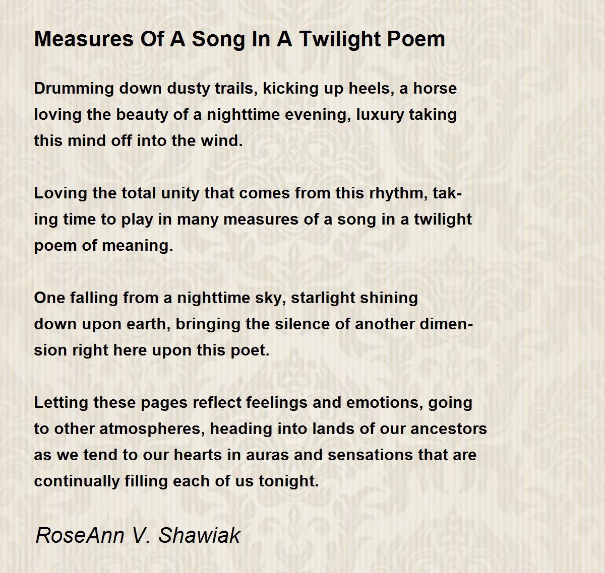 measures of a song in a twilight poem