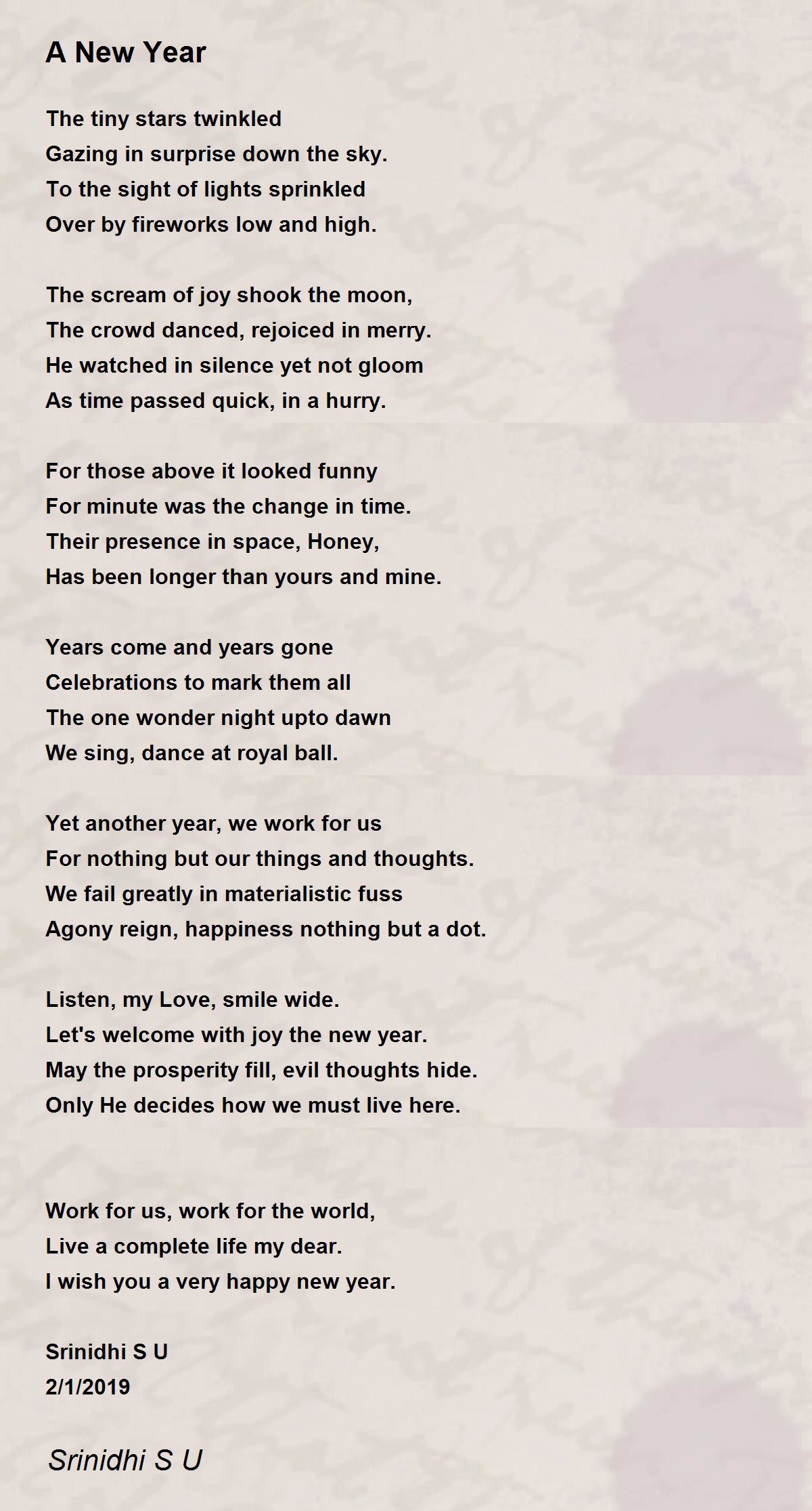 A New Year - A New Year Poem by Srinidhi S U