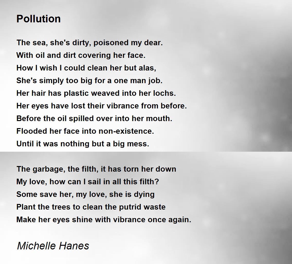 Pollution Poem By Mice Hanes