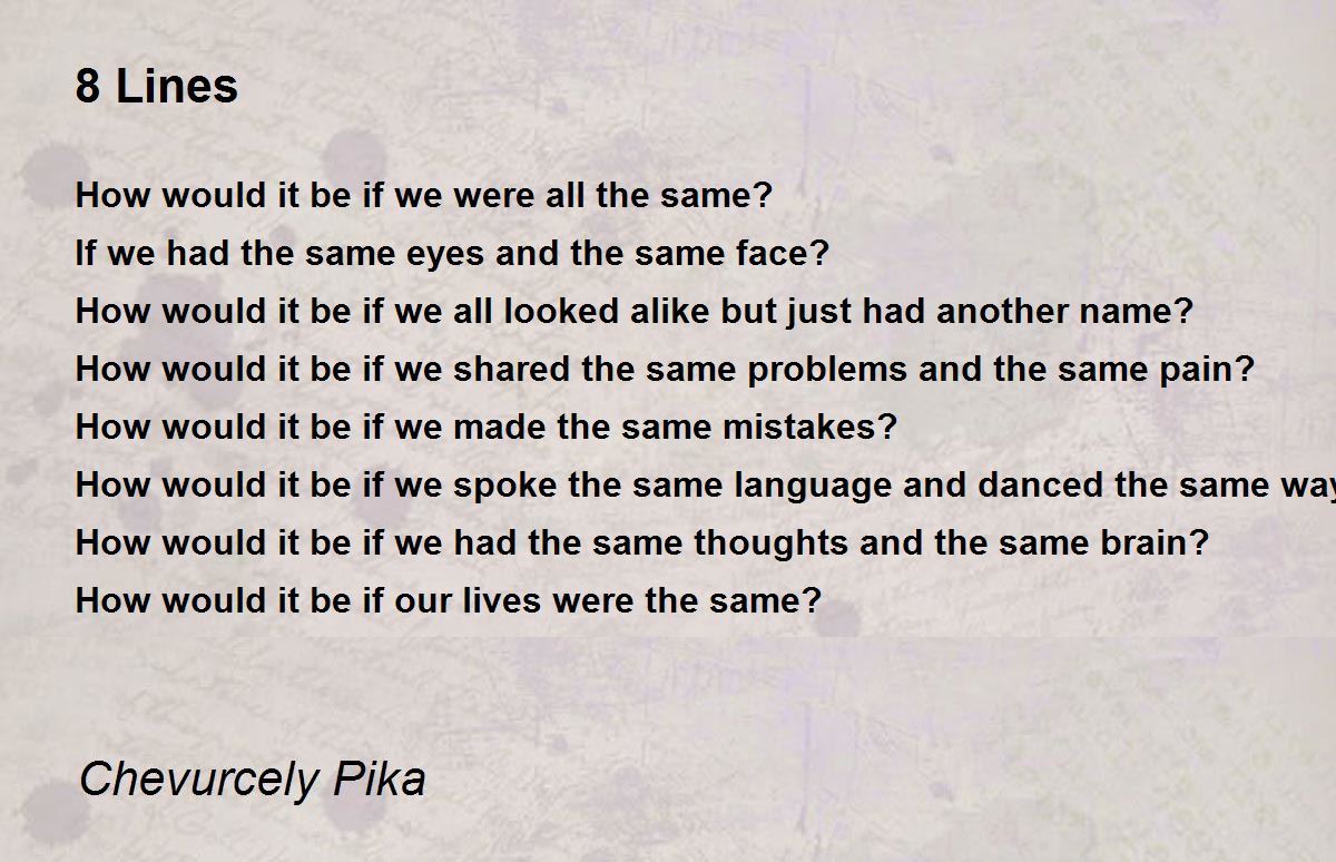 8 Lines Poem By Chevurcely Pika