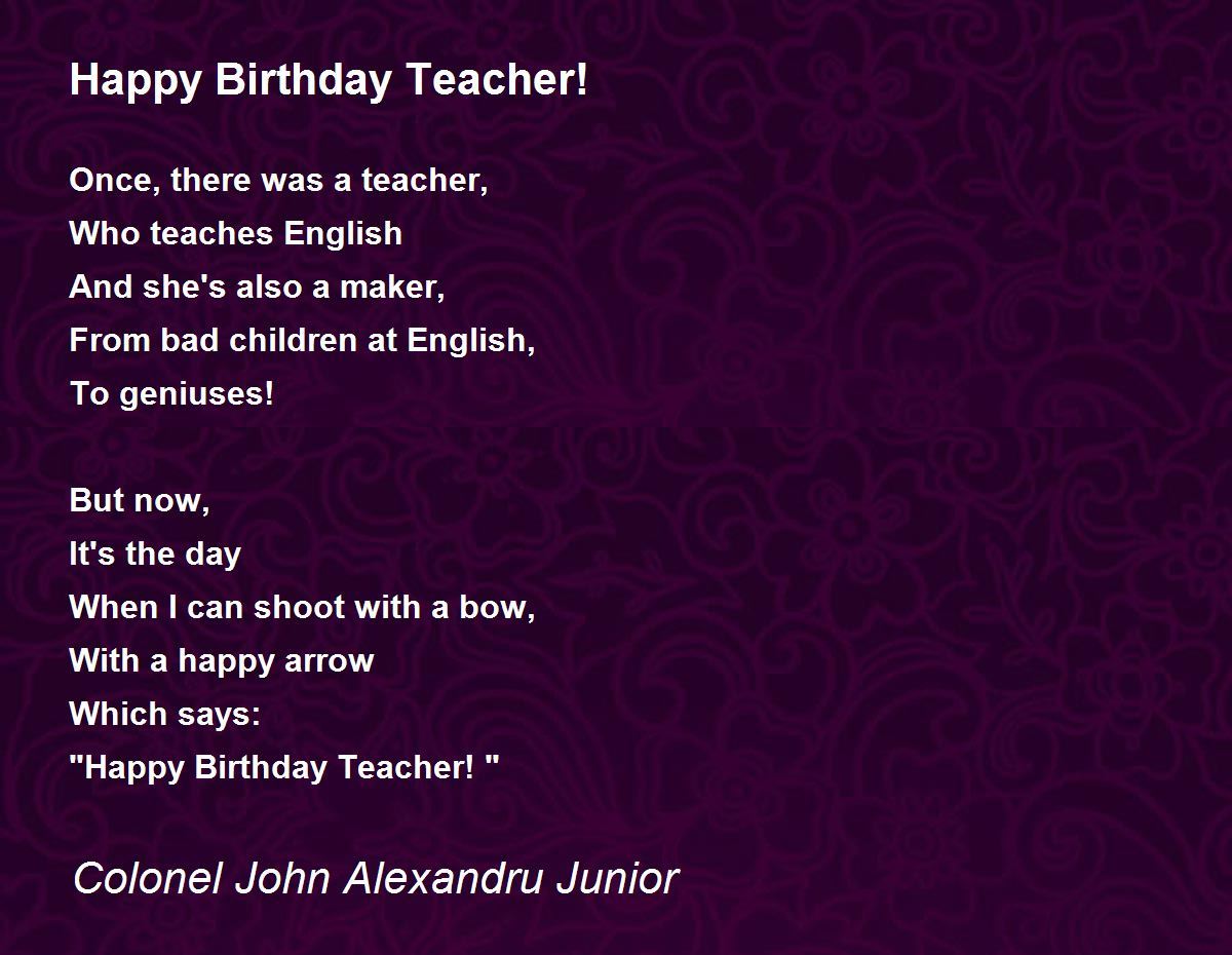 happy birthday poems for teachers