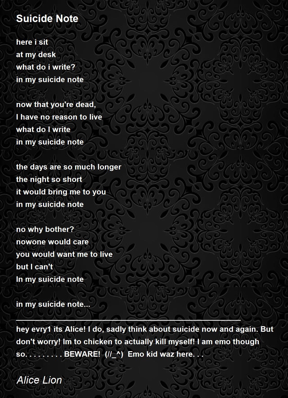 short poem on suicide