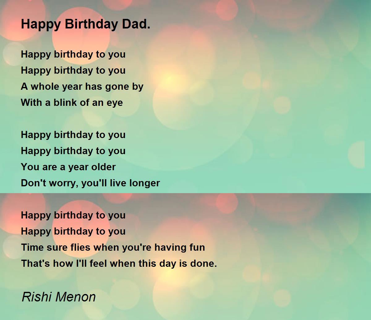 Happy Birthday Dad Poem By Rishi Menon