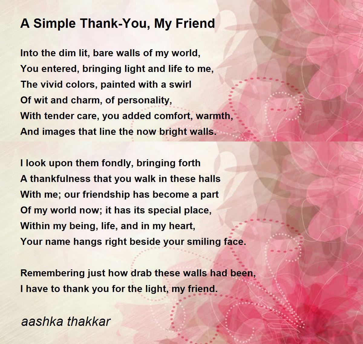 A Simple Thank-You, My Friend - A Simple Thank-You, My Friend Poem ...