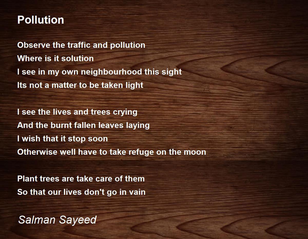 Pollution Poem By Salman Sayeed