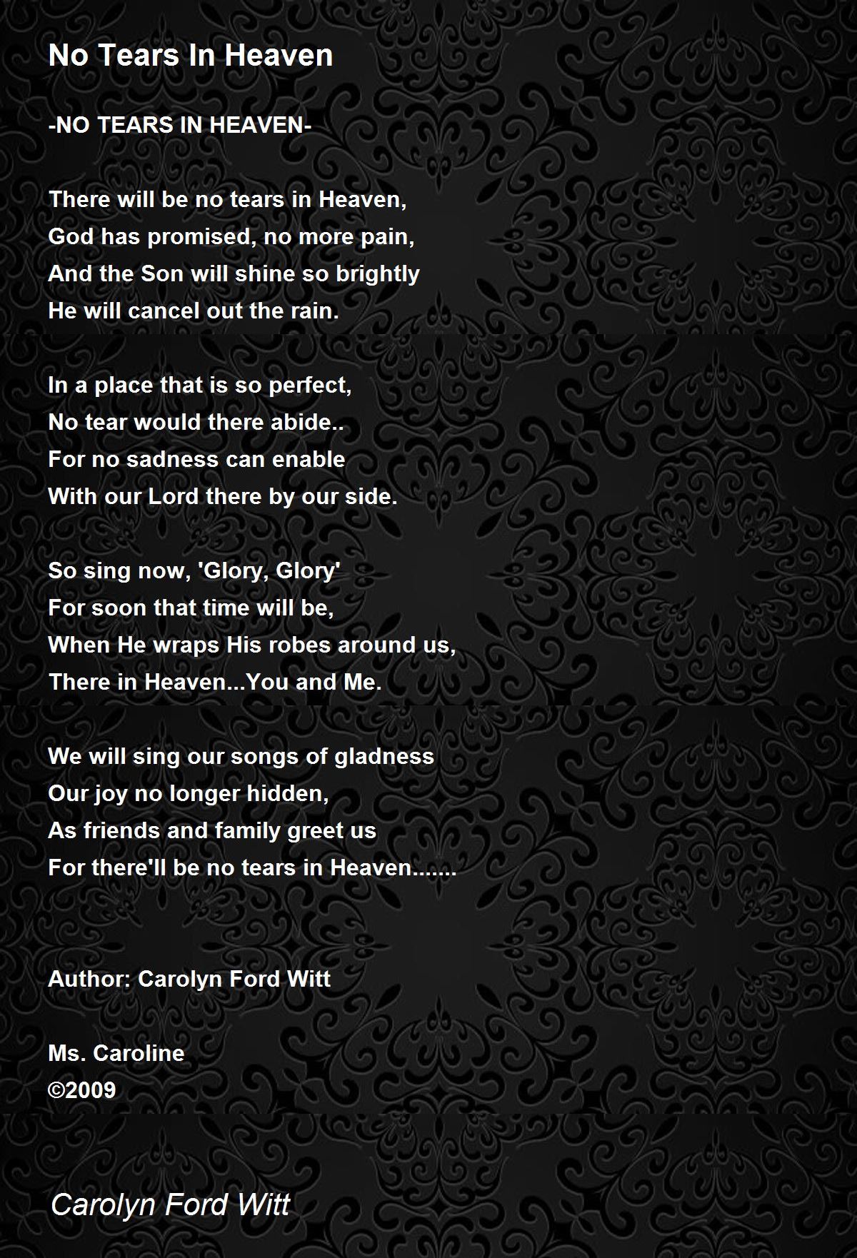 Funeral Hymn: No Tears in Heaven, lyrics, and PDF