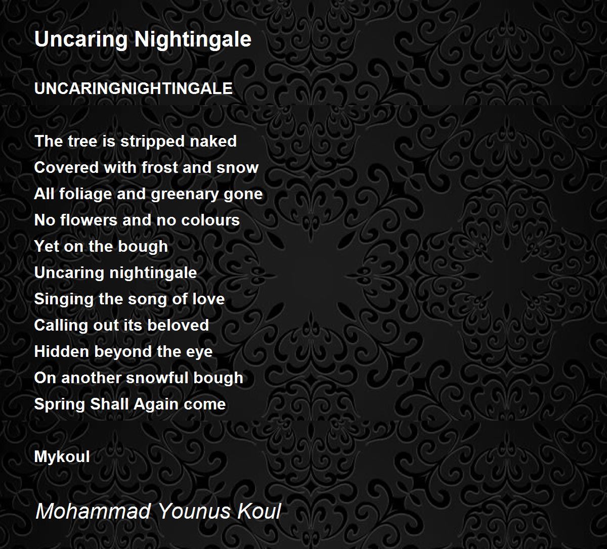 Nightingale Calls - Nightingale Calls Poem by Mohammad Younus