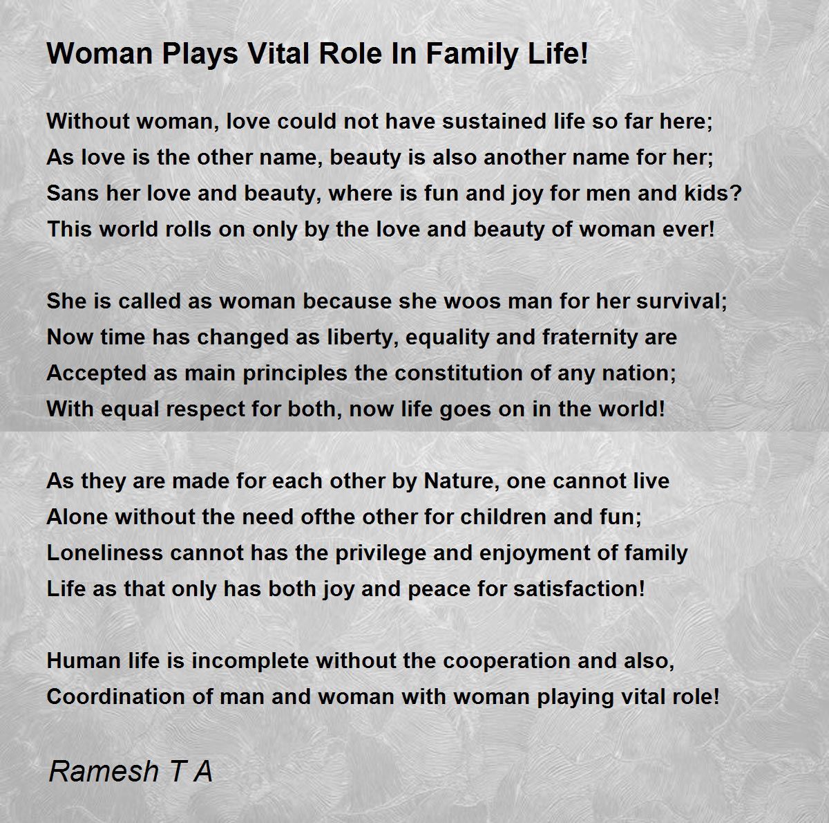 role of a woman in the family