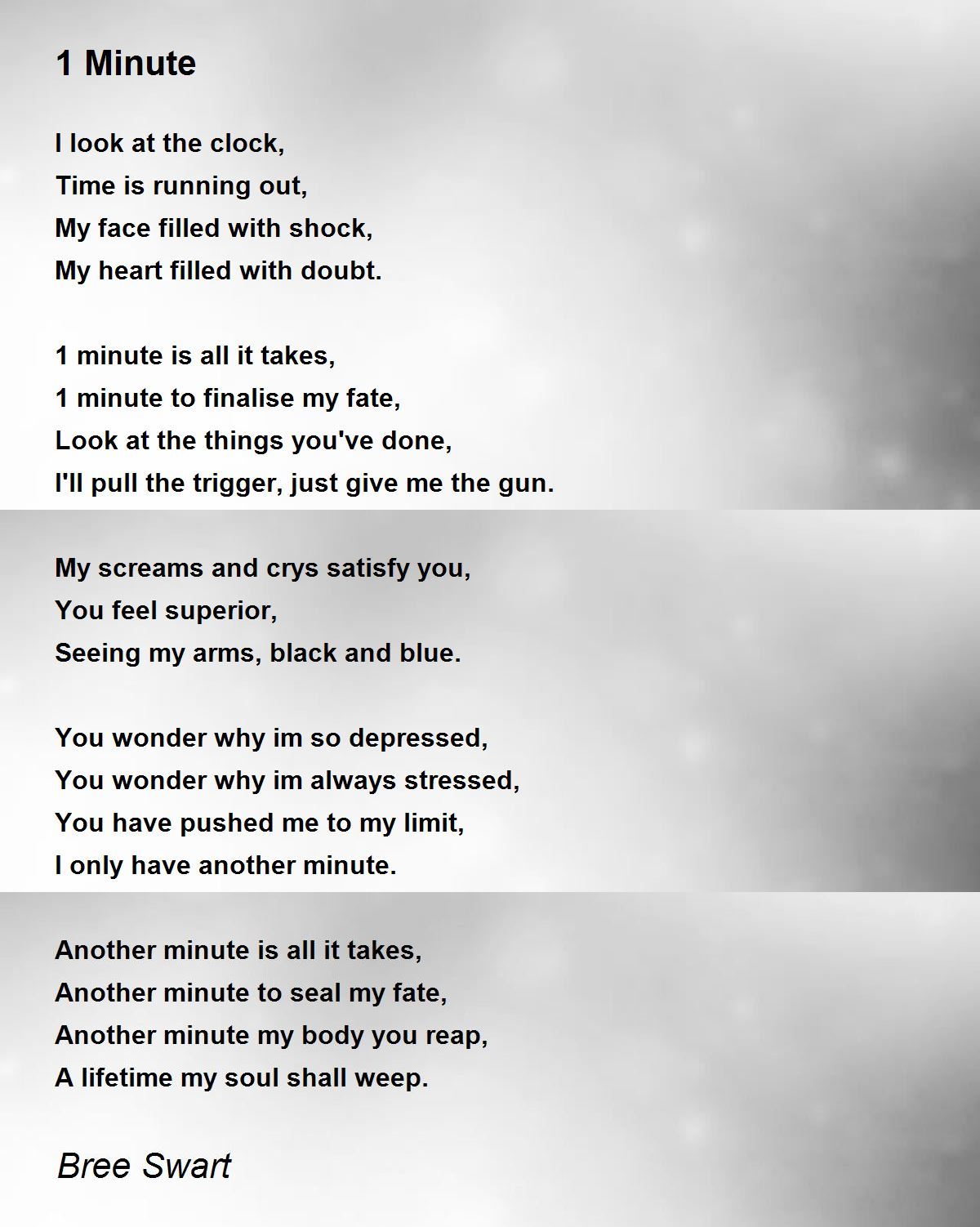 1 Minute Poem By Bree Swart