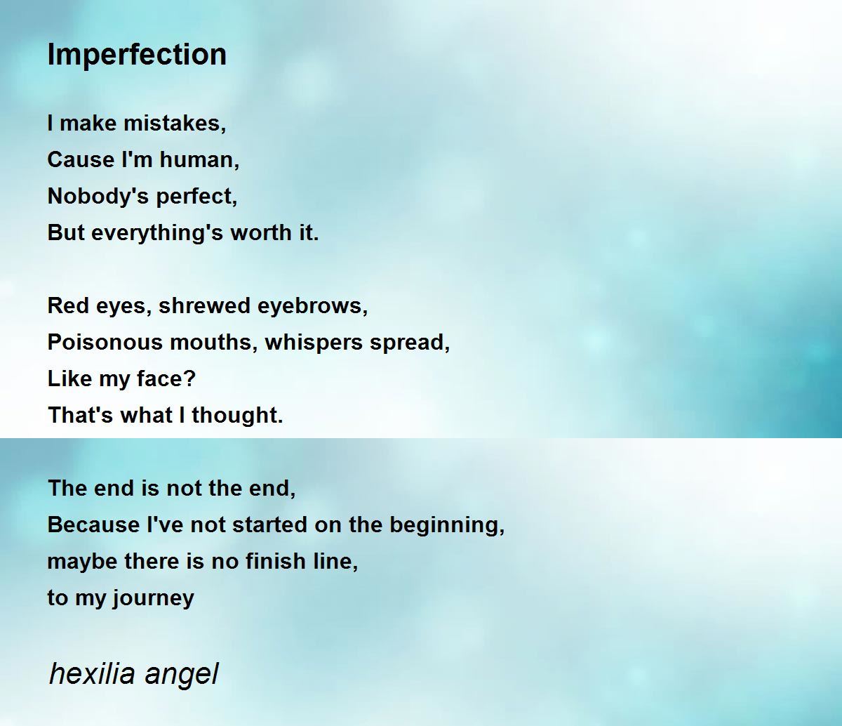 Imperfection - Imperfection Poem by hexilia angel