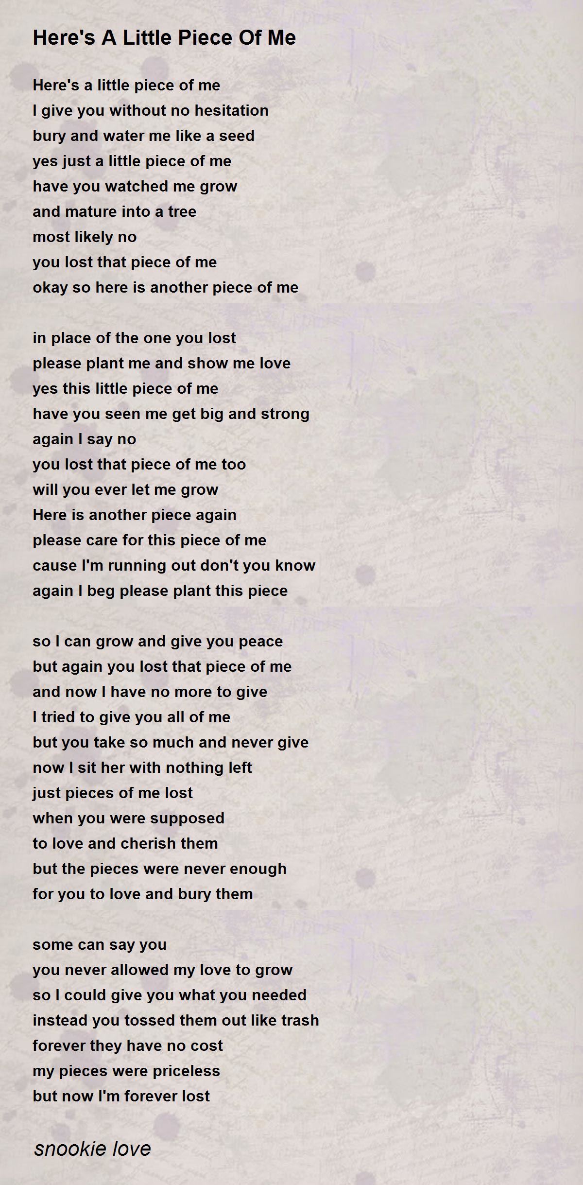 A Piece of me - A Poem