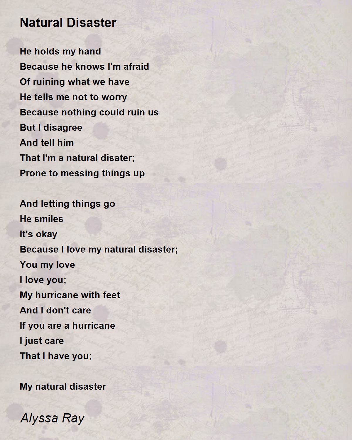 Natural Disaster Poem By Alyssa Ray