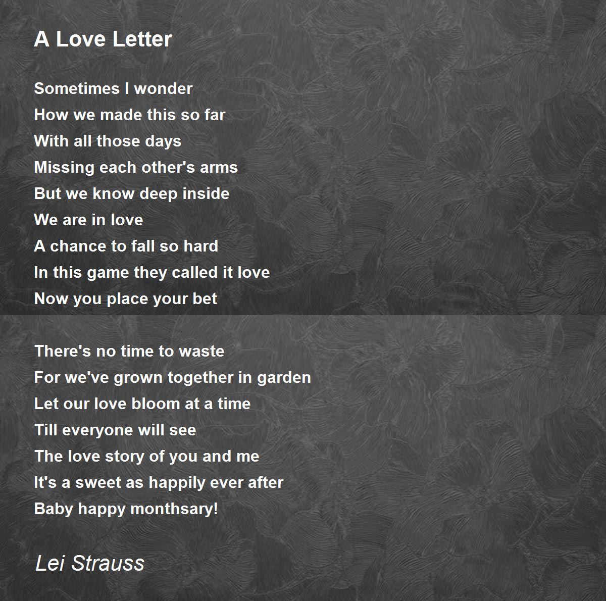 A Love Letter - A Love Letter Poem by Lei Strauss
