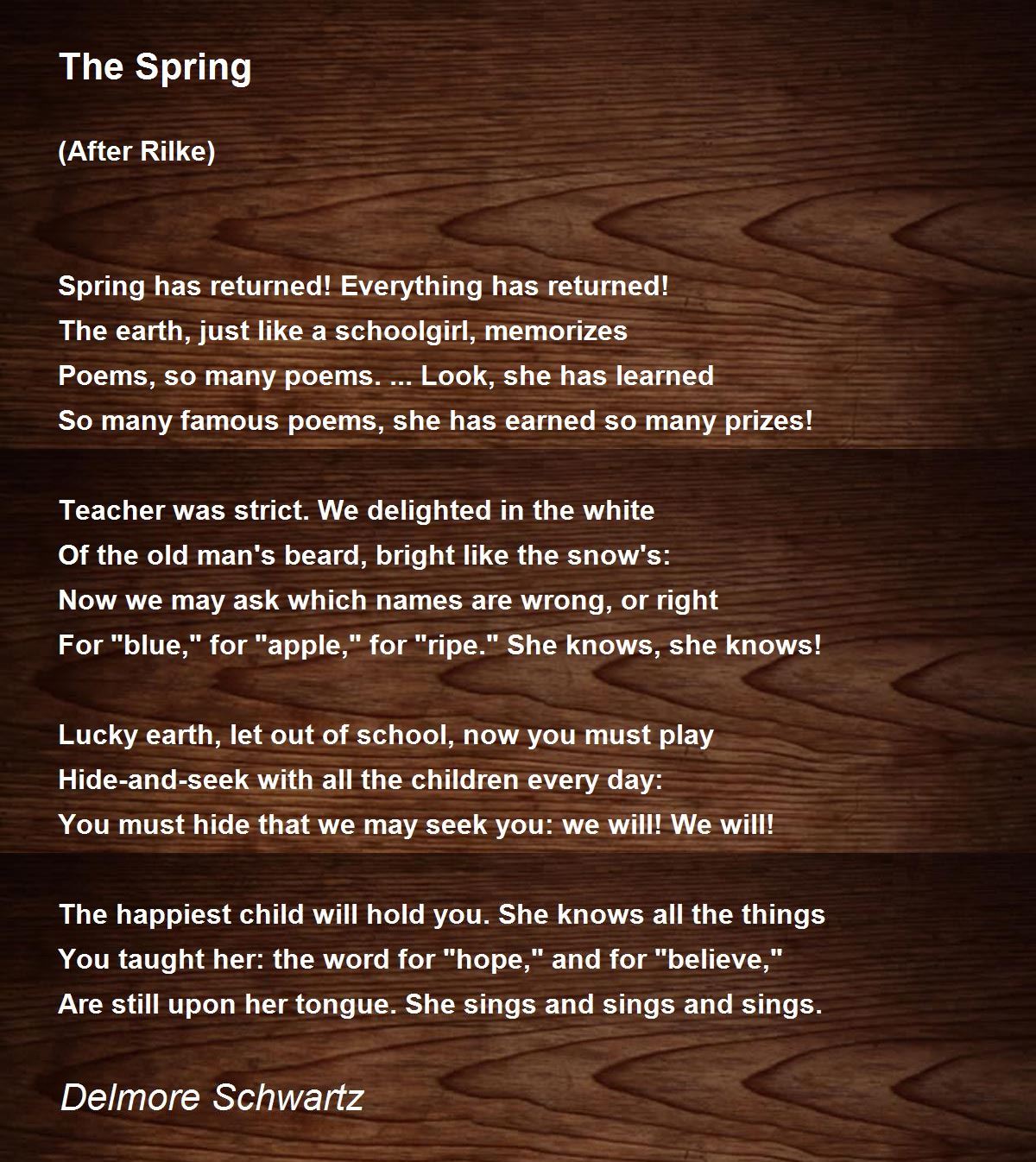 The Spring Poem By Delmore Schwartz