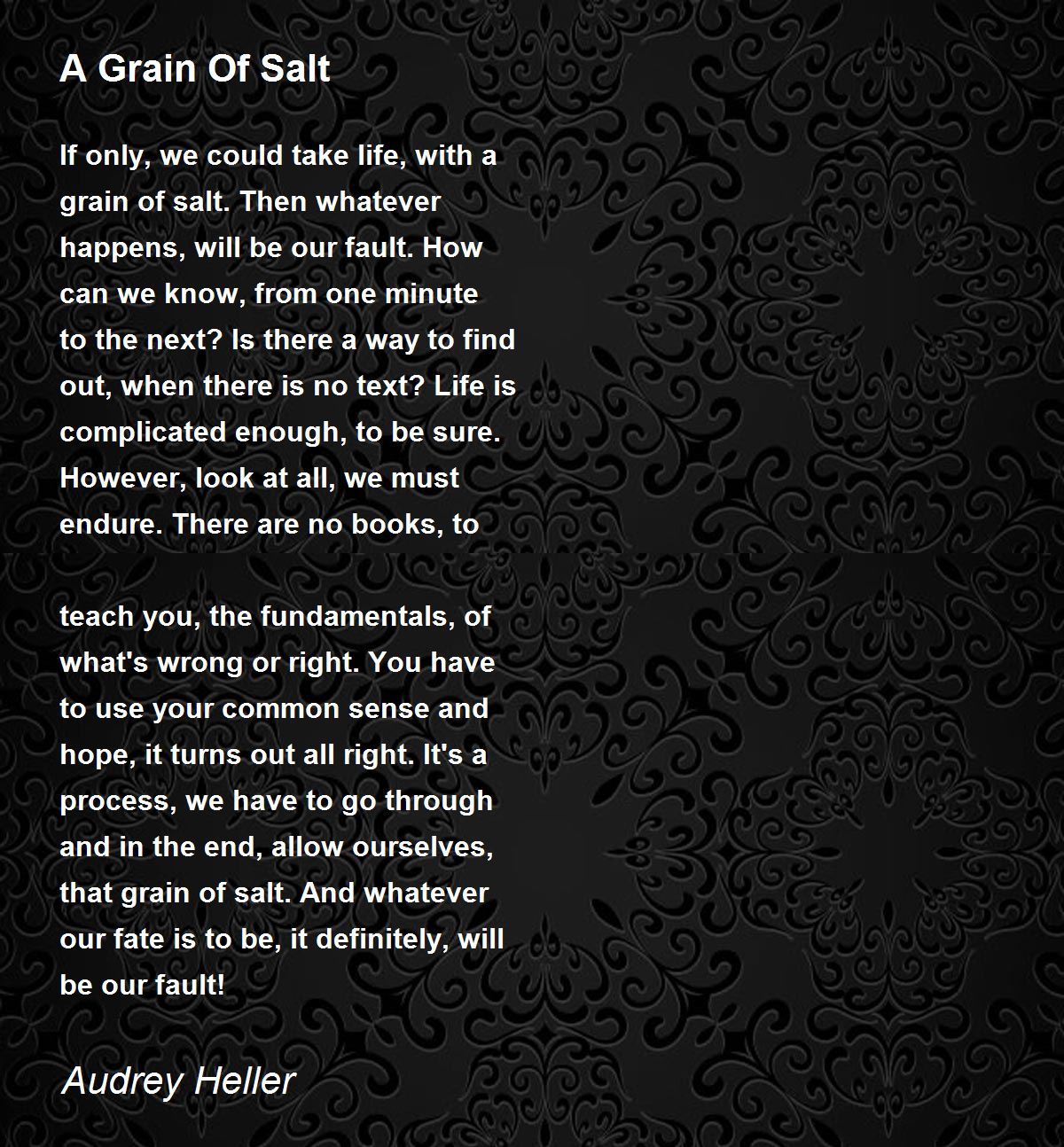 A Grain Of Salt - A Grain Of Salt Poem by Audrey Heller