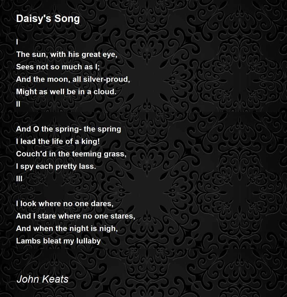 Daisy's Song - Daisy's Song Poem by John Keats